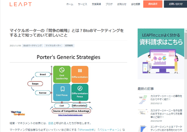 「競争の戦略」で検索1位のLeaptのブログ記事