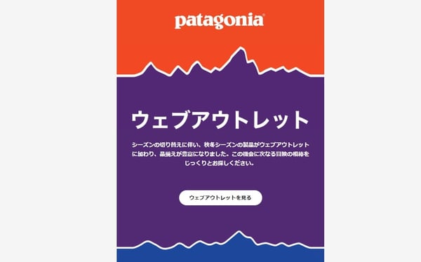 パタゴニアのプロモーションメール