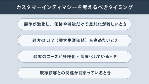 カスタマーインティマシ―を考えるべきタイミング